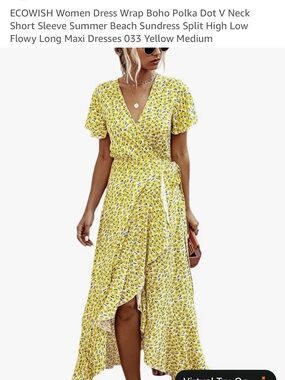 Wish Yellow Floral High-Low Wrap Maxi Dress